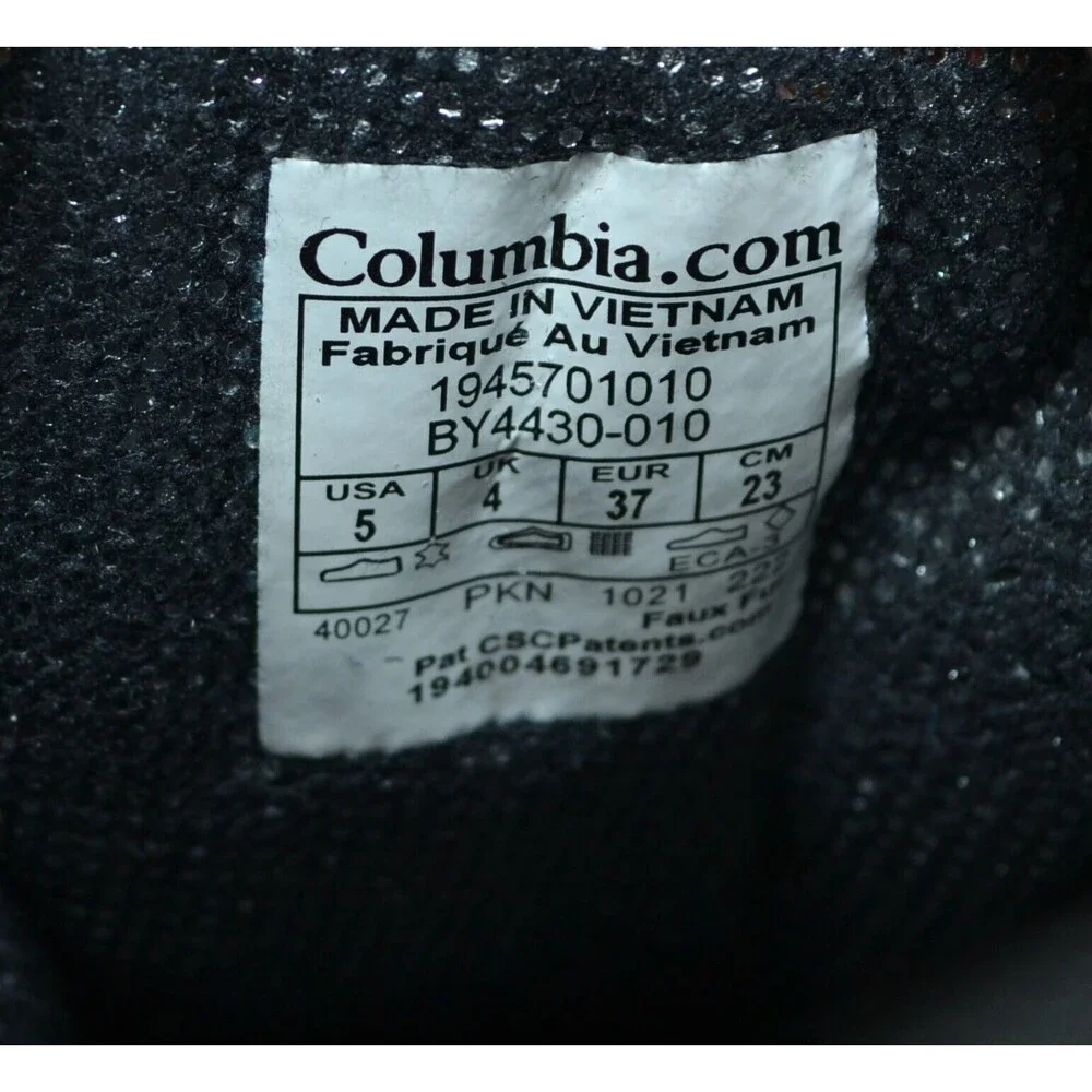 Columbia Waterproof Boots Youth 5 Bugaboot Celsius Black Lace Up BY4430-010‎